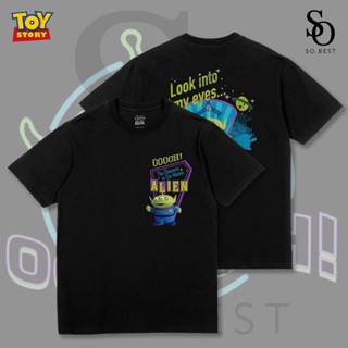 SO.BEST เสื้อยืด Disney Alien ToyStory สกรีนหน้า-หลัง  ผ้าสีดำ ลิขสิทธิ์แท้ ดิสนีย์