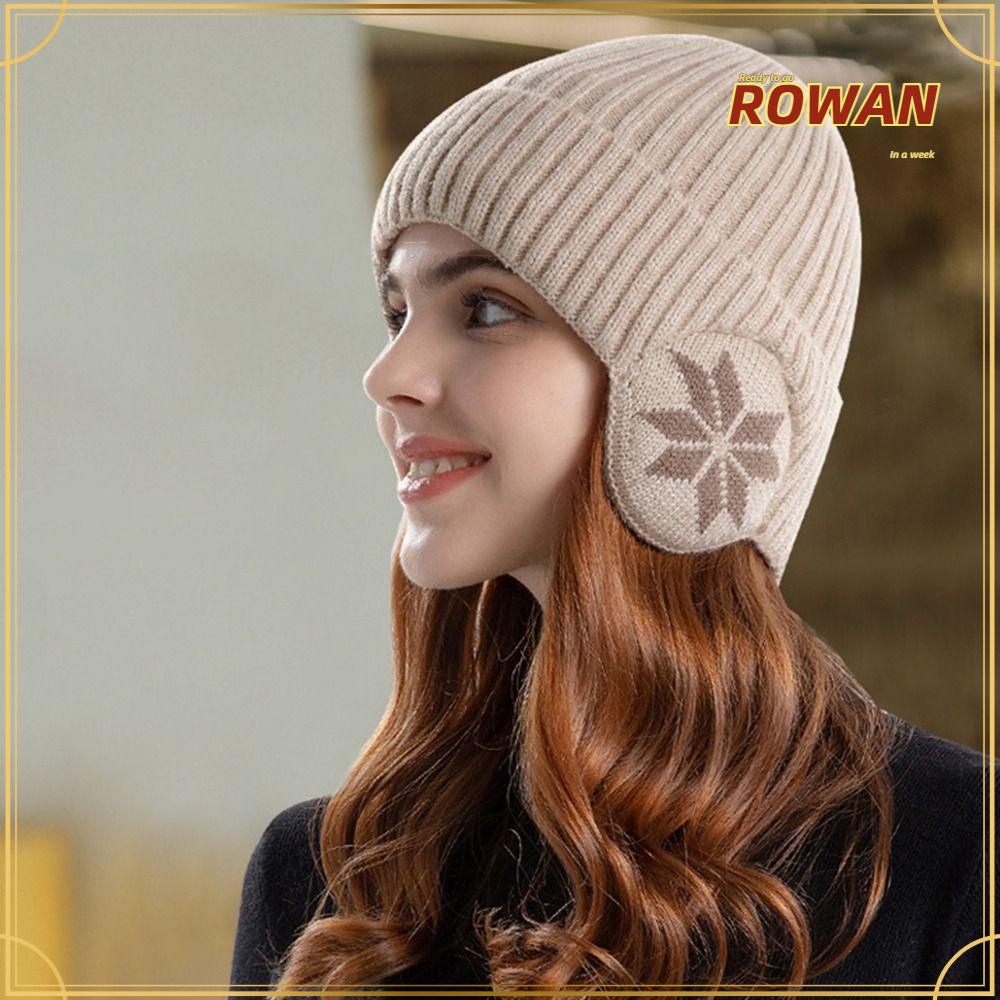 Rowans หมวกบีนนี่ ผ้าถัก กันลม แบบหนานุ่ม ลําลอง เหมาะกับฤดูหนาว สําหรับเล่นสกี
