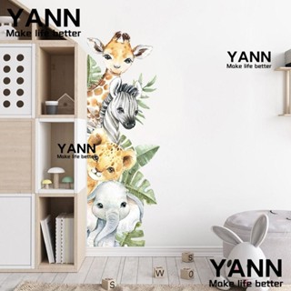 Yann1 สติกเกอร์ PVC ลายสัตว์ป่า สีน้ํา 38.19 นิ้ว × 12.99 นิ้ว สําหรับติดผนังห้อง