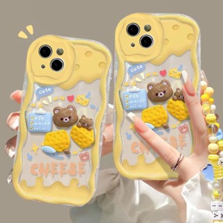 เคสโทรศัพท์มือถือ แบบนิ่ม ลายหมี 3D มีสายโซ่คล้อง สําหรับ OPPO A11K A15S A16K A16E A17K A1K A31 A36 A76 A96 A3S A5 2020 A9 2020 A52 A92 A53 A33 A32 A54S