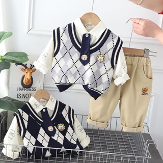 baby suit✨ชุดออกงานสำหรับเด็กชาย ชุดสูทเด็ก 3ชิ้น เสื้อกั๊ก+เสื้อเชิ้ตแขนยาว+กางเกง