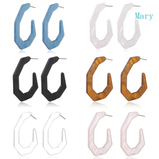 Mary Acetate ต่างหูสตั๊ด อะคริลิค ทรงเรขาคณิต ไม่สม่ําเสมอ เครื่องประดับแฟชั่นสตรี