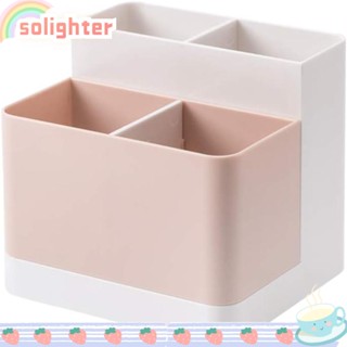 Solighter กล่องพลาสติก ทรงสี่เหลี่ยม สีชมพู สําหรับใส่ดินสอ บัตร เพื่อน สํานักงาน