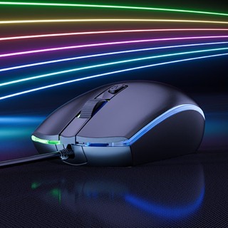 Robot M130 เมาส์แบบมีสาย มีไฟ LED 800-1200-1600DPI สีดํา