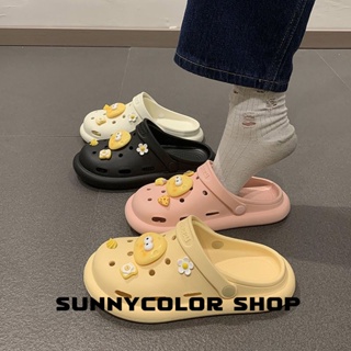 SUNNYCOLOR  รองเท้าแตะหญิง รองเท้าหัวโต แฟชั่น ธรรมดา ใส่สบายๆ 2023ใหม่ B21H0NE 36Z230909