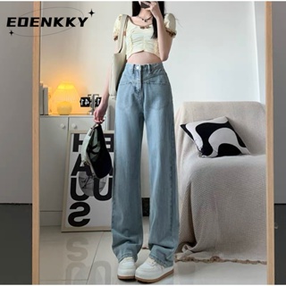 EOENKKY กางเกงขายาว กางเกงยีสน์ผู้หญิง ทรงหลวม ๆ ตรง Retro Hip Hop Pants 2023 NEW Style WNK23906F2 36Z230909