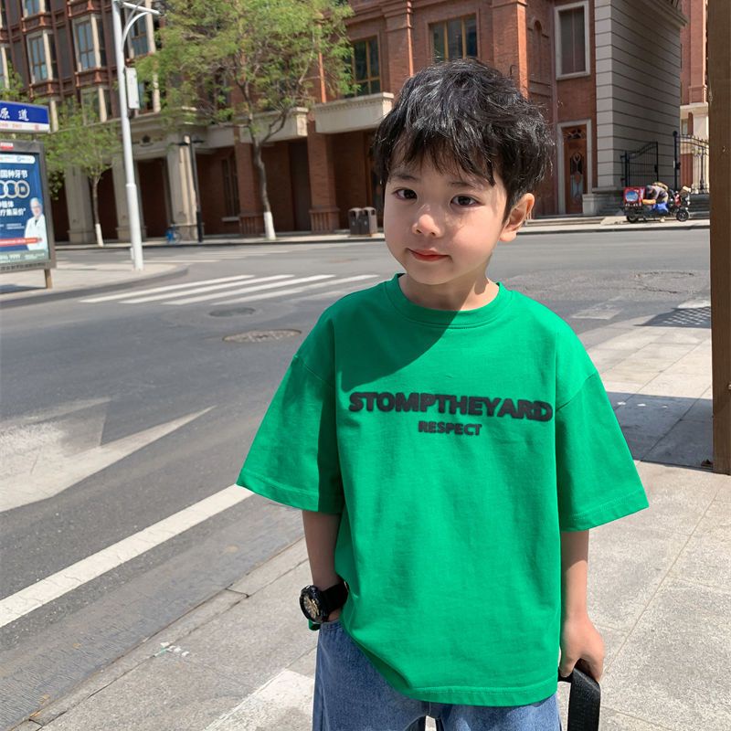【Boy Wear】เสื้อยืดคอกลม แขนสั้น ผ้าฝ้าย พิมพ์ลาย สไตล์เกาหลี (1-14 ปี) (4 สี)