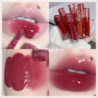 Gege Bear Water Mirror Lip Glaze Glass Moisturizing Bright Smooth ลิปสติก High Color Rendering กันน้ำ Long Lasting Lip แต่งหน้า JOYFEEL