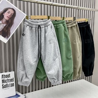 Girls velvet and thicker trousers, childrens sports pants, boys Korean winter trousers, autumn and winter fashion.