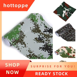 【hottoppe】1 ม้วน CAMO สติกเกอร์รถ คาร์บอนไฟเบอร์ รถจักรยานยนต์ PVC สติกเกอร์ไวนิลกองทัพ CAMO Woodland สติกเกอร์