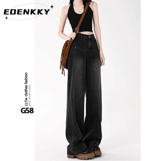 EOENKKY กางเกงขายาว กางเกงยีสน์ผู้หญิง ทรงหลวม ๆ ตรง Retro Hip Hop Pants 2023 NEW Style WNK2390T8C 37Z230912