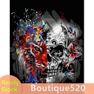 [boutique520.th] ภาพวาดสีน้ํามันบนผ้าใบ ตามตัวเลข รูปกะโหลกแอปสแตรกท์ DIY