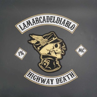 【Customized 】เสื้อแจ็กเก็ตยีน ลายโลโก้ LAMARCADELDIABLO MC Death Expressway 3D ขนาดใหญ่ สําหรับตกแต่งเสื้อแจ็กเก็ตยีน กระเป๋าเป้สะพายหลัง