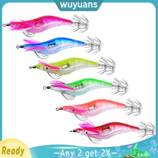 Wuyuans ชุดเหยื่อตกปลา รูปกุ้งจําลอง มีไฟ LED 2.5#