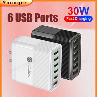 อะแดปเตอร์ชาร์จเร็ว 30W 6USB 5USB+QC3.0 6A สําหรับ ios Type C Micro