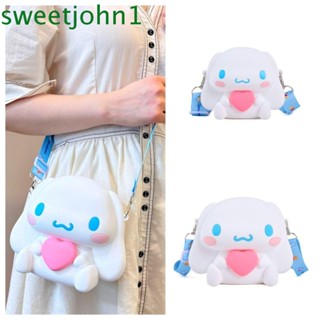 Sweetjohn กระเป๋าสะพายไหล่ ซิลิโคน กันน้ํา ลายการ์ตูน Cinnamoroll พร้อมสายสะพาย ปรับได้ สําหรับเด็กผู้หญิง