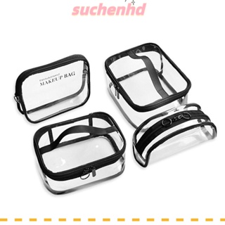 Suchenhd กระเป๋าเครื่องสําอาง PVC แบบใส มีซิป กันน้ํา คุณภาพ สําหรับเดินทาง