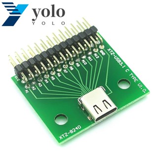 Yolo บอร์ดทดสอบสายเคเบิล USB 3.1 Type C ตัวเมีย Type C เป็น DIP ปลั๊กตัวเมีย 24PIN Type-C