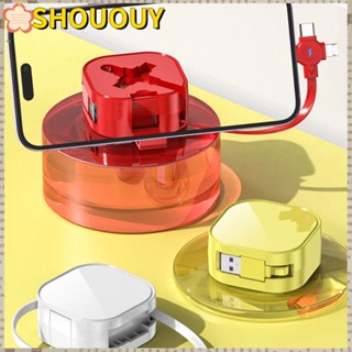 Shououy 3 In 1 สายชาร์จ สายข้อมูล พับเก็บได้ สายชาร์จ Micro USB แบบพกพา สําหรับ iPhone / Huawei / /