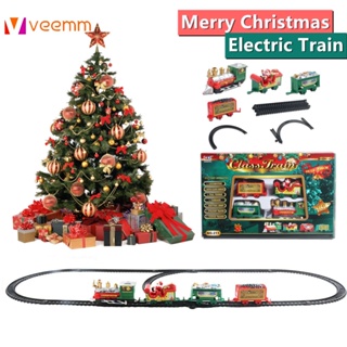 คริสต์มาสรถไฟไฟฟ้า Mini Santa Claus รถรางสร้างสรรค์ต้นคริสต์มาส Xmas Decor ของเล่นเด็กของขวัญ veemm