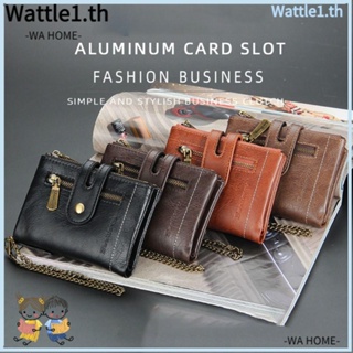 Wttle กระเป๋าสตางค์ หนัง PU ใบสั้น มีซิปคู่ กันขโมย สีพื้น สําหรับผู้ชาย 11 ใบ