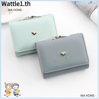 Wttle กระเป๋าสตางค์ ใบสั้น หนัง PU มีซิป ใส่บัตรเครดิตได้ ลายหัวใจ