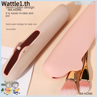 Wttle กระเป๋าใส่แปรงแต่งหน้า แปรงสีฟัน ซิลิโคนนิ่ม แบบพกพา ใช้ซ้ําได้ ขนาดใหญ่ สีกากี สําหรับเดินทาง