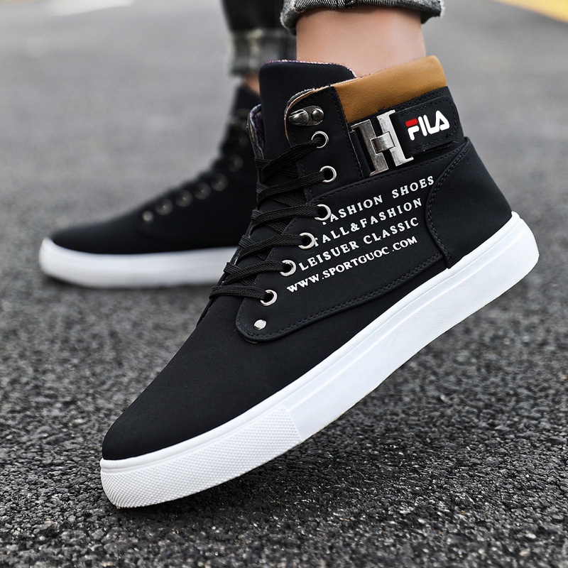 รองเท้าผ้าใบสไตล์ใหม่ผู้ชาย High-Top รองเท้าผ้าใบระบายอากาศสบายอินเทรนด์ลําลองแบน