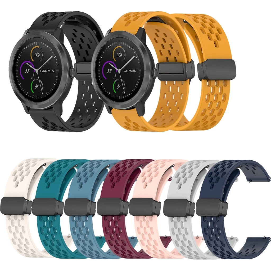 สายนาฬิกาข้อมือ ซิลิโคนนุ่ม เข็มกลัดแม่เหล็ก สําหรับ Garmin Vivoactive 3 5 6 Active 5