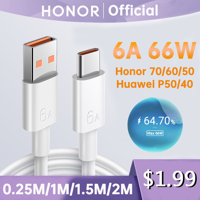 สายชาร์จเร็ว 66W 6A สําหรับ Honor 50 60 70 5g Magic 4 Pro 10 Huawei P50 P40