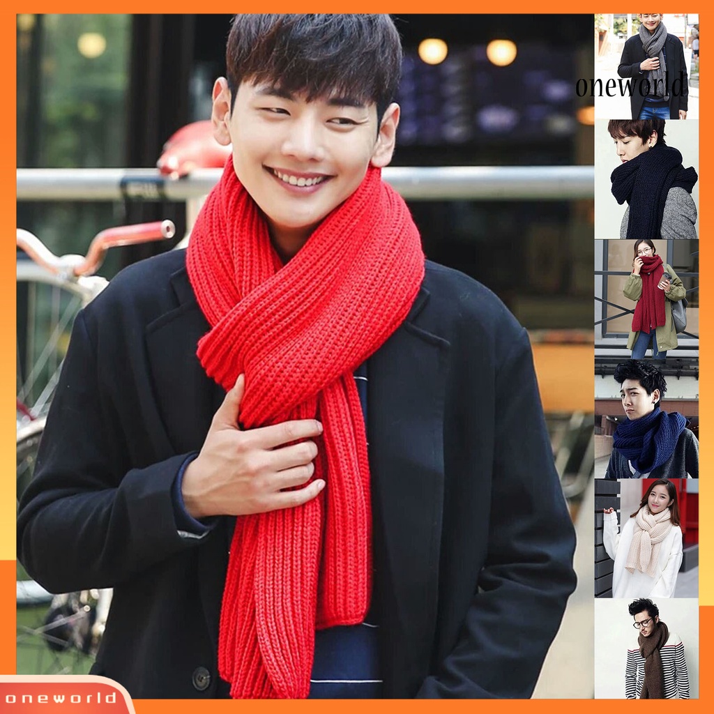[ONE] ผ้าพันคอ ผ้าถัก สีพื้น สไตล์เกาหลี ญี่ปุ่น ฤดูใบไม้ร่วง ฤดูหนาว สําหรับทุกเพศ
