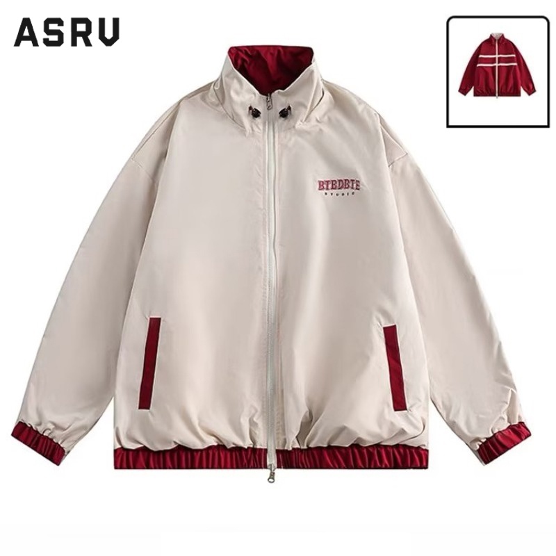 Asrv เสื้อแจ็กเก็ตเบสบอล แขนยาว สไตล์ฮาราจูกุ แฟชั่นฤดูใบไม้ร่วง และฤดูหนาว สําหรับผู้ชาย และผู้หญิง