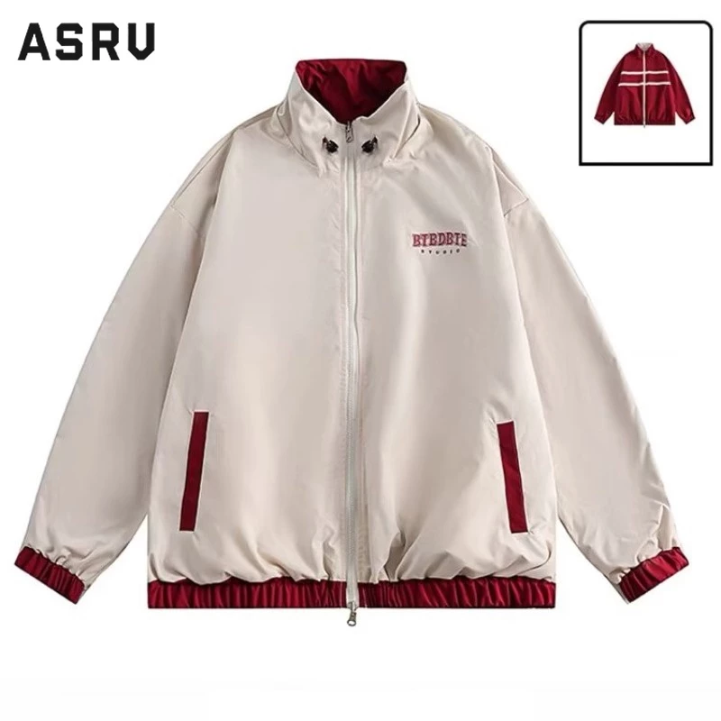 Asrv เสื้อแจ็กเก็ตเบสบอล แขนยาว สไตล์ฮาราจูกุ แฟชั่นฤดูใบไม้ร่วง และฤดูหนาว สําหรับผู้ชาย และผู้หญิง