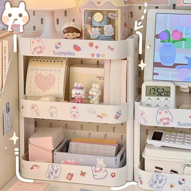 🥭🍁ฟรีสติ๊กเกอร์🥭🍁 ชั้นวางของ ใส่เครื่องสำอาง เครื่องเขียน จัดระเบียบครัว ประหยัดพื้นที่ - รูปที่ 2