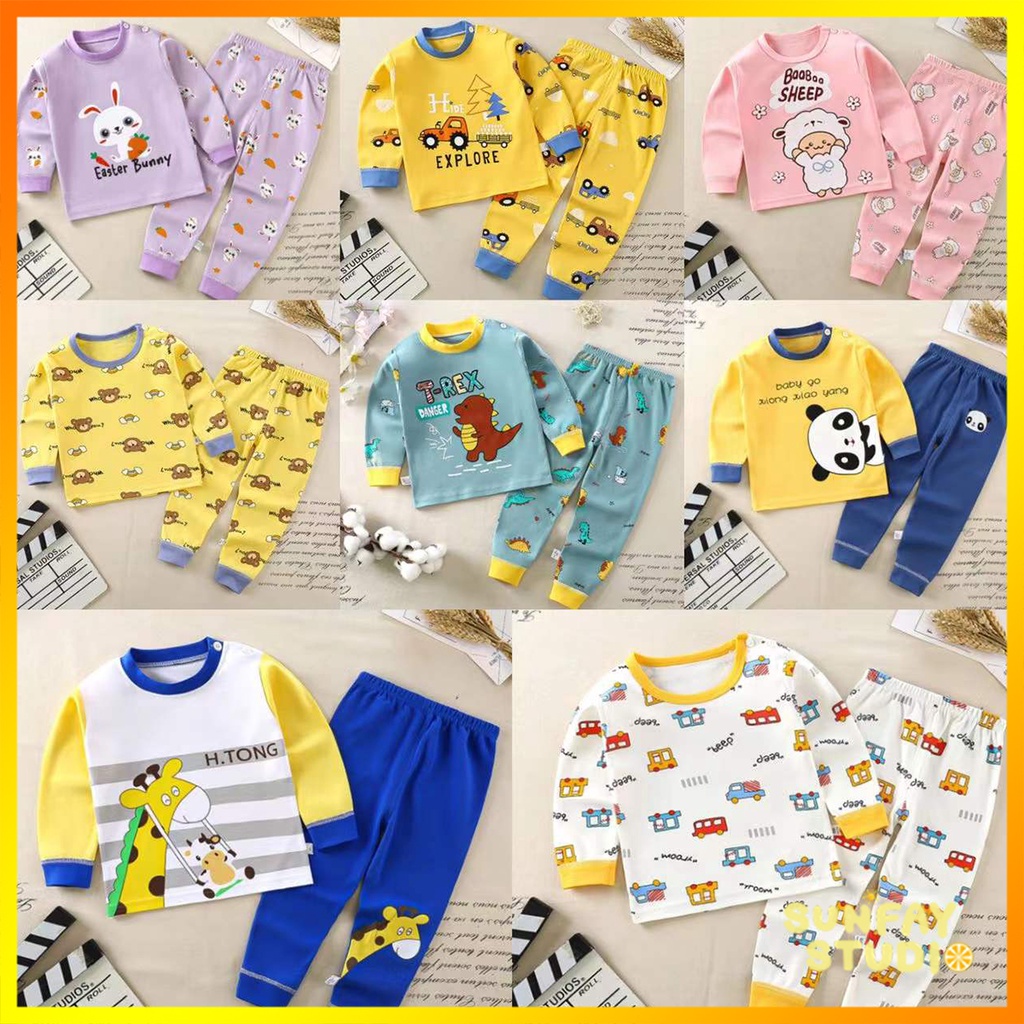 พร้อมส่ง ชุดนอนเด็กหญิงอายุ2-5ขวบ ลายการ์ตูน สินค้าพร้อมส่ง