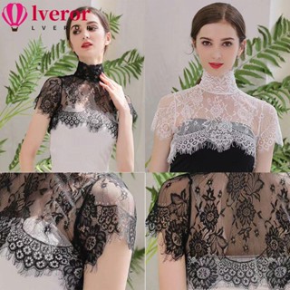 Lveror ปกเสื้อเชิ้ต คอปกปลอม ลูกไม้ ผ้าพันคอ ผ้าคลุมไหล่ ปัก…
