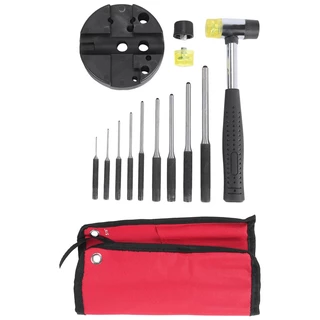 ในสต็อก-roll Pin Punch Set พร้อมกระเป๋าเก็บ,Smithing Punch Removing Repair เครื่องมือ,พร้อม Bench Block Pin Punches และค้อน