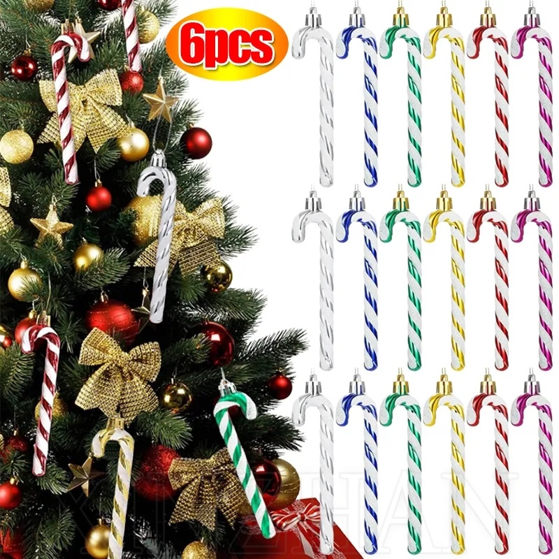 จี้ไม้เท้า รูปต้นคริสต์มาส ประดับกลิตเตอร์ สําหรับแขวนตกแต่งต้นคริสต์มาส เทศกาลปีใหม่