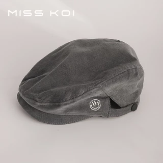 MISSKOI Retro ไปข้างหน้าหมวกหญิงเกาหลีรุ่น All-Match หัวใหญ่เส้นรอบวง Newsboy จิตรกรหมวก Peaked หมวก Influencer แสดงใบหน้าขนาดเล็ก Beret T