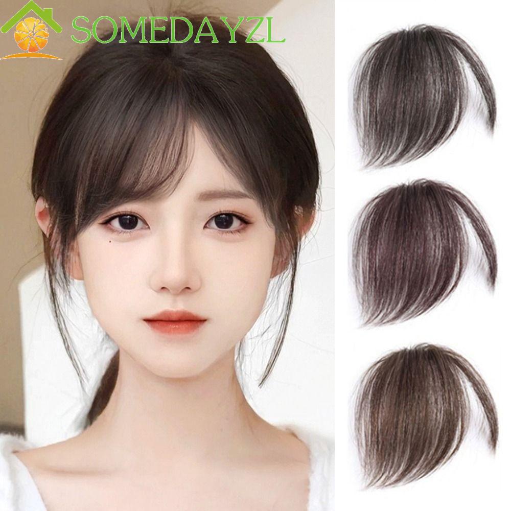 Somedayzl หน้าม้าเฉียง ผมมนุษย์ หน้าม้าธรรมชาติ ไร้รอยต่อ คลิปปุย 3D หน้าม้าด้านข้าง ทุกวัน