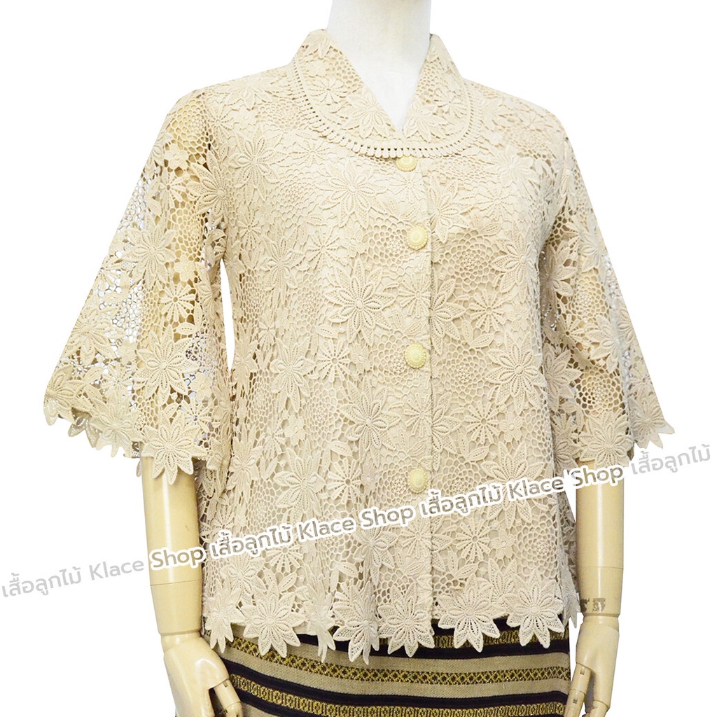 KLACES - เสื้อลูกไม้ OKI61 ยี่ห้อ In Ka Oil ลูกไม้ทั้งตัว ใส่ไปงานศพ