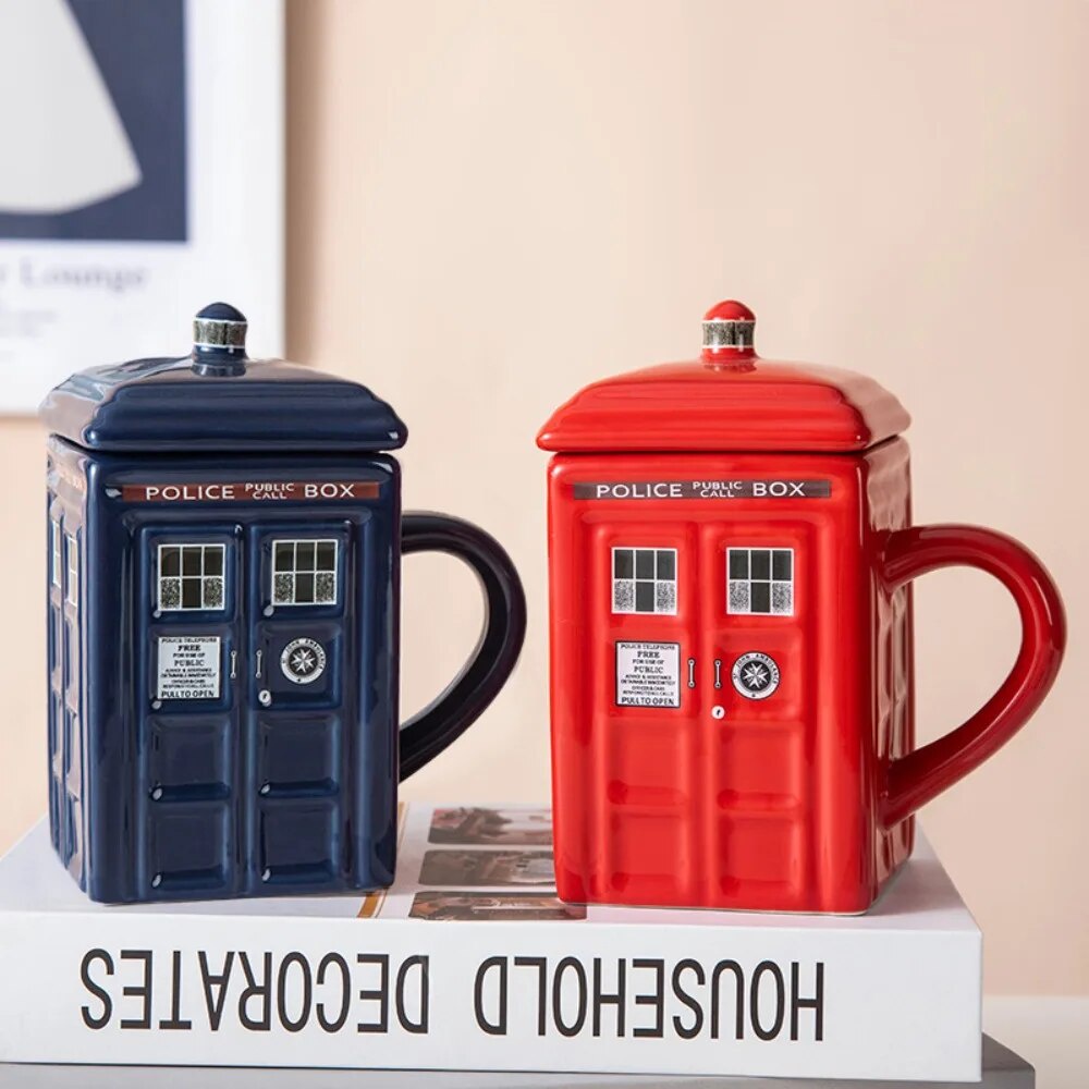 Christmas Creative Retro British Police Box Cup Ceramic Cup Telephone Booth Ceramic Cup Novelty Mug 