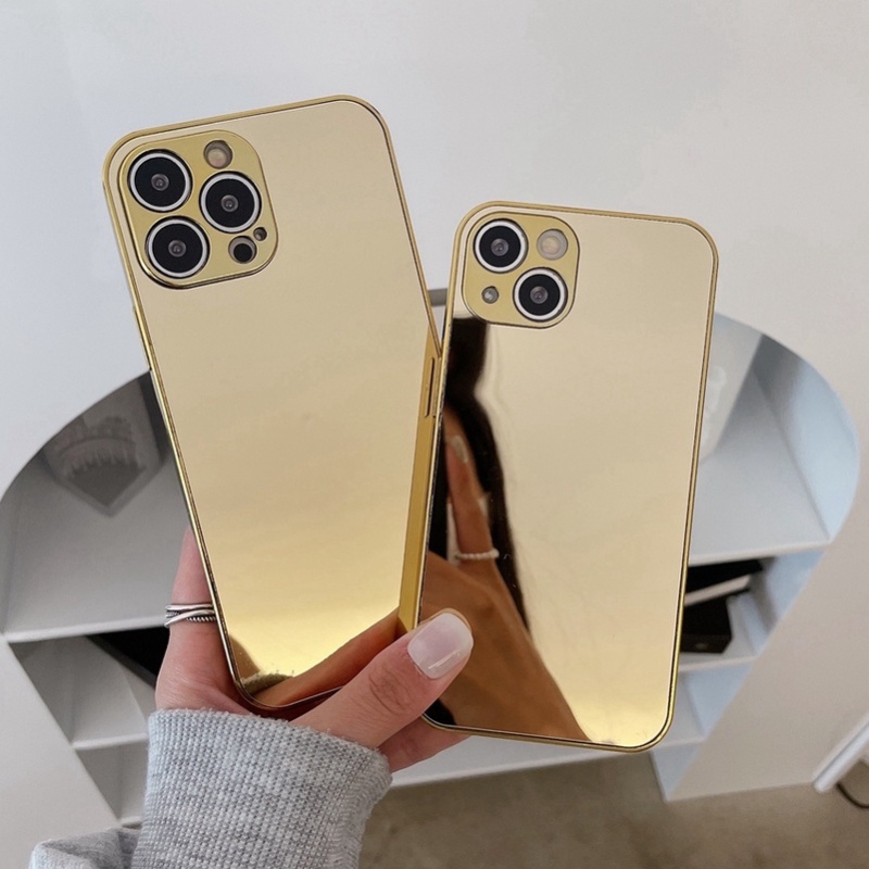 เคสโทรศัพท์มือถือ ซิลิโคน กันกระแทก เคลือบเงา หรูหรา สีทอง สีเงิน สําหรับ iPhone 15 14 13 12 Pro X XR XS Max 8 7 Plus