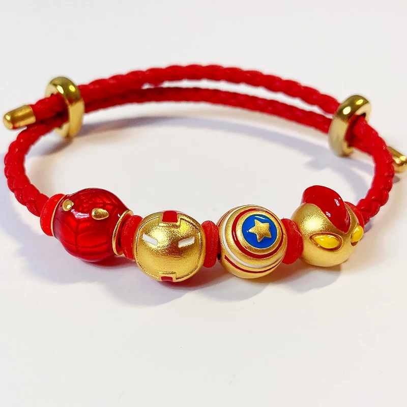 สร้อยข้อมือลูกปัด ลายไอรอนแมน สไปเดอร์แมน อุลตร้าแมน สีทอง