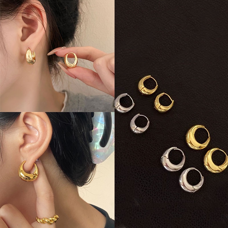 ต่างหูสตั๊ด โลหะ หัวเข็มขัด หรูหรา สไตล์เกาหลี คลาสสิก เครื่องประดับ สําหรับผู้หญิง