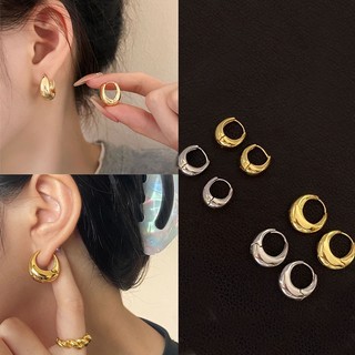 Korea Classic Metal Buckle Hoop Earrings Trendy Stud Earrings Ear Studs Jewelry Accessory Elegant Lady