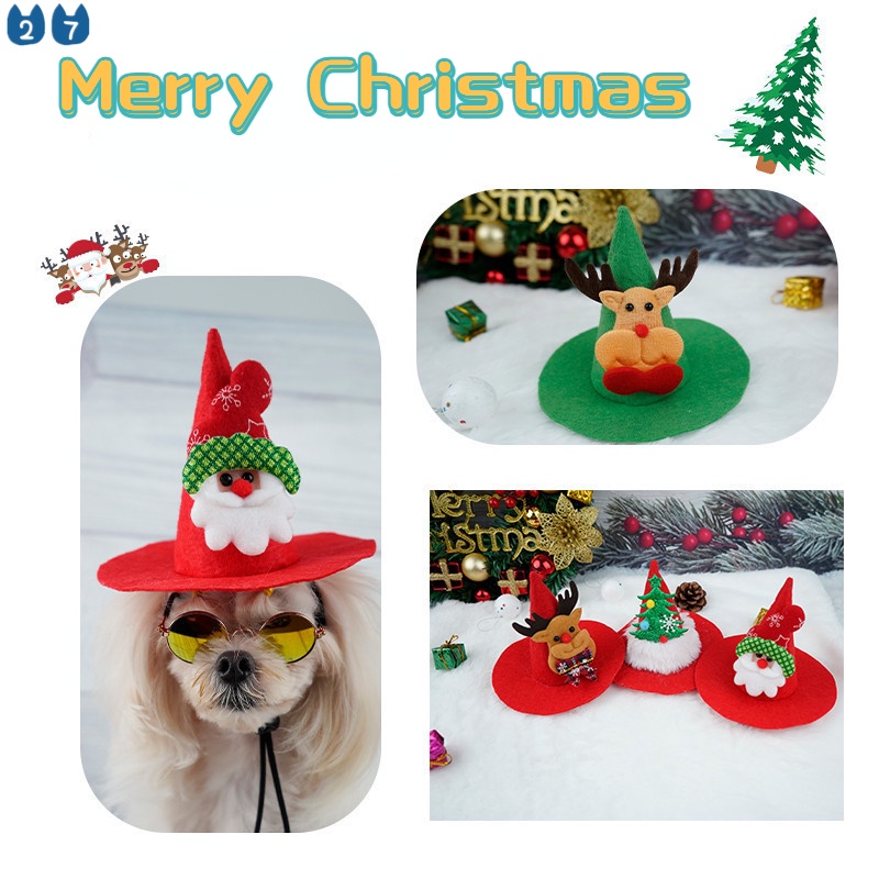 『27Pets』หมวกคริสต์มาส ลายกวางน้อย สโนว์แมน สีแดง สีเขียว สําหรับสัตว์เลี้ยง