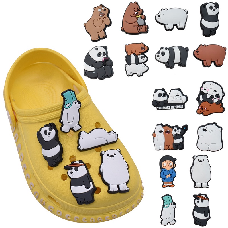 น่ารักหมีขั้วโลก Crocs รองเท้า Charms Pins We Bear Bare Jibbitz สําหรับ Croc Charm Panda Jibits Croc รองเท้าผู้ชายอุปกรณ์เสริมตกแต่ง