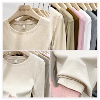 เสื้อยืด แขนยาว ทรงสลิมฟิต แฟชั่นฤดูใบไม้ร่วง สําหรับผู้หญิง