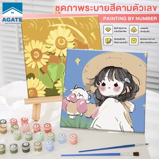 ⚡พร้อมส่งงงงค่า⚡ระบายสีตามตัวเลข DiY ภาพวาดสีน้ำมันดิจิตอลใส่กรอบ20x20cm ของขวัญที่ดีที่สุดสำหรับเด็ก